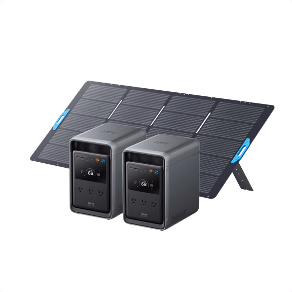 2× S2000 Portable Power Station + 400W Solar Panel