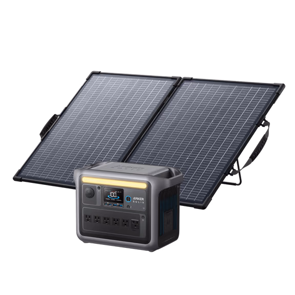 Anker SOLIX C1000 Portable Power Station - 1056Wh | 1800W – 100W Bifacial Solar Panel