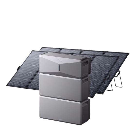 E10 (Power Module + 2× Battery) Solar Generator + 2× 400W Portable Solar Panel