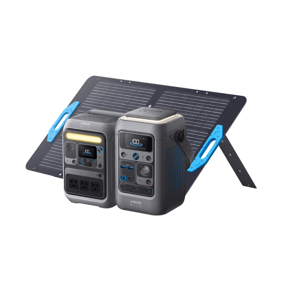 Anker SOLIX C300 Portable Power Station + C300 DC Portable Power Station – 100W Solar Panel