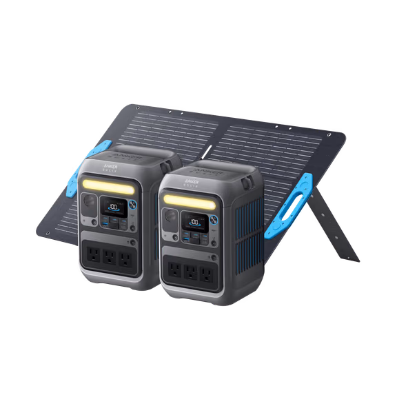 2× Anker SOLIX C300 Portable Power Station – 100W Solar Panel