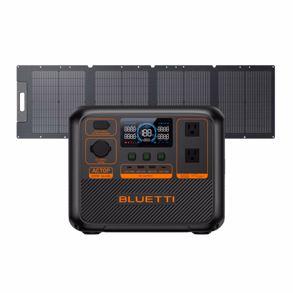 BLUETTI AC70P Portable Power Station | 1000W 864Wh – AC70P+PV120D (864Wh)