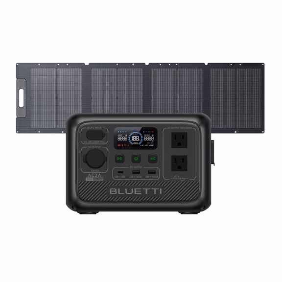 BLUETTI AC2A Station électrique portable | 300 W, 204,8 Wh – AC2A+PV120 (204 Wh)