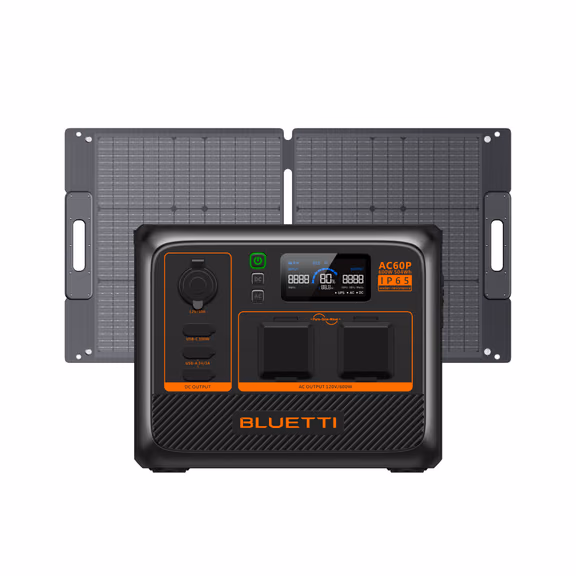 BLUETTI AC60P Portable Power Station | 600W 504Wh – AC60P+100W (504Wh)