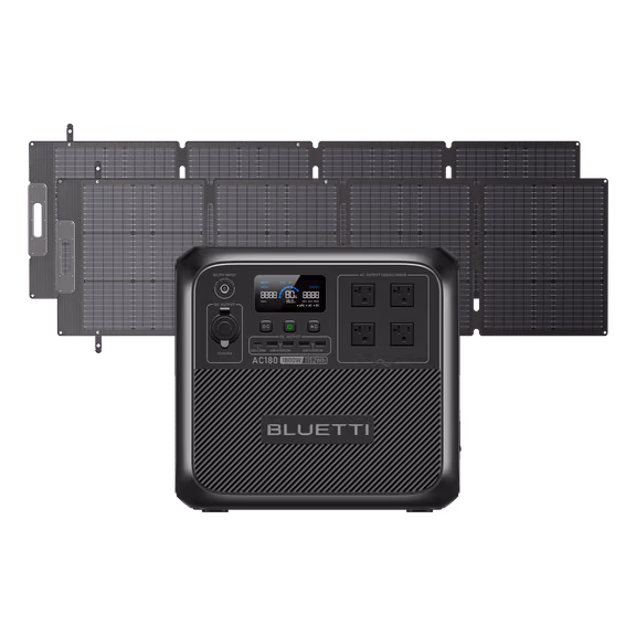 BLUETTI AC180 Solar Portable Power Station | 1,800W 1,152Wh – AC180+2*200W Solar (1152Wh)