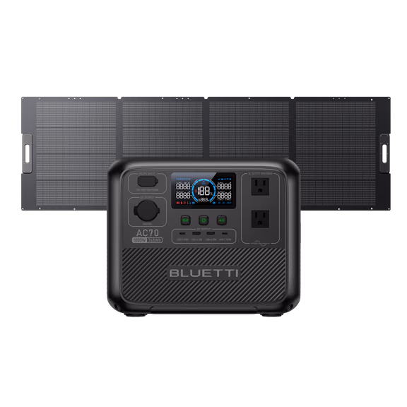 BLUETTI AC70 Portable Power Station | 1,000W 768Wh – AC70+350W Solar (768Wh)