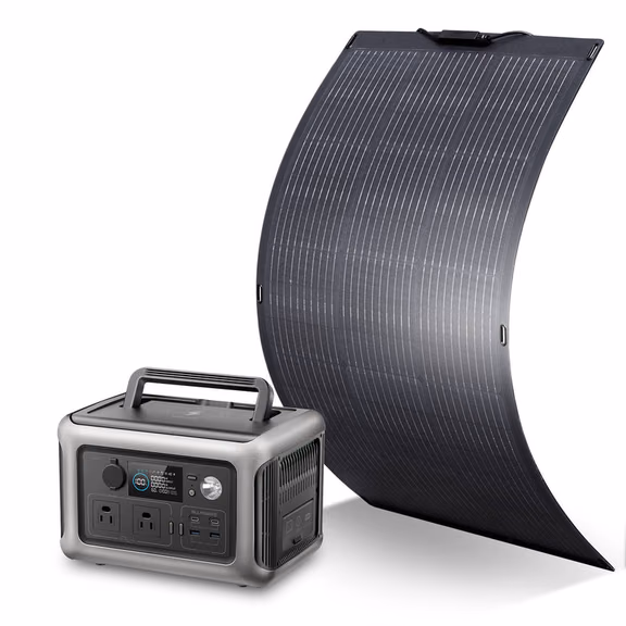 ALLPOWERS R600 + 100W Solar Panel | 600W Solar Generator Kit – R600 + 2 x SF100 100W Flexible Panel