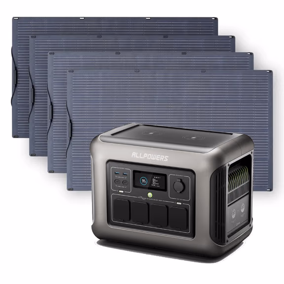 ALLPOWERS Generador Solar 1800W (R1500 + SF200 Panel Solar Flexible 200W) – R1500 + 2 * (SF200 200W Panel Solar 200W)