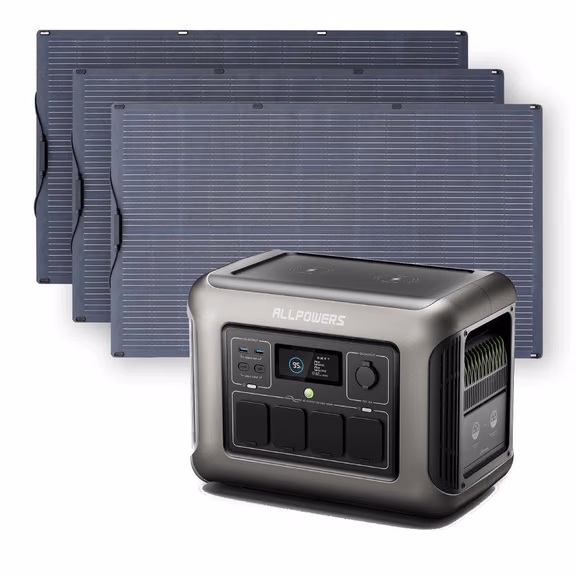 ALLPOWERS Solar Generator Kit 1800W (R1500 + SF200 200W Flexible Solar Panel) – R1500 +3PCS SF200 200W Solar Panel