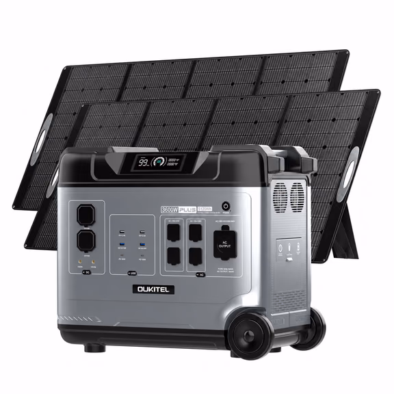 OUKITEL P5000 Plus Portable Power Station 3600W | 5120Wh – P5000 Plus + 2*PV400