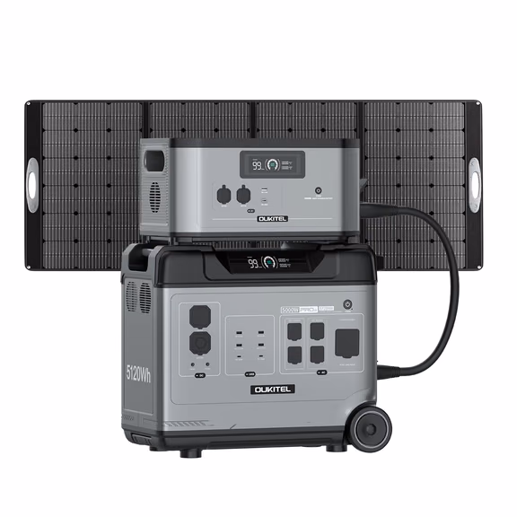 OUKITEL BP5000 PRO MAX Portable Power Station 5000W | 5120Wh – BP5000 Pro Max + B2000 + PV400