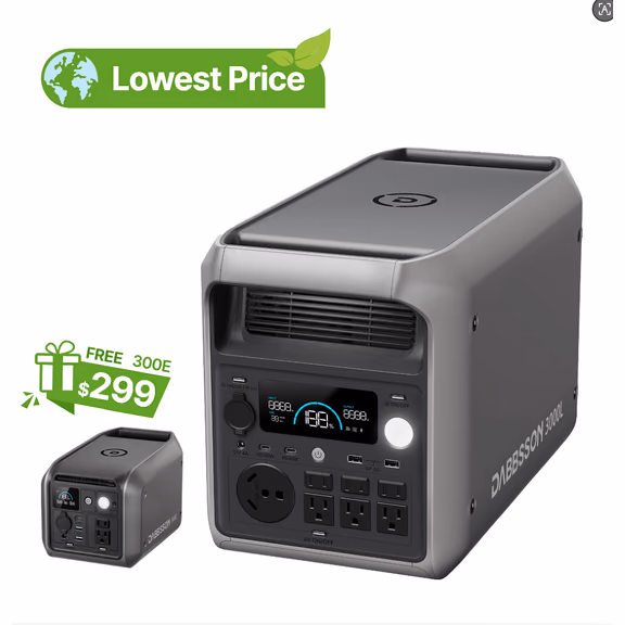 Stay powered during blackouts | Dabbsson 3000L power station | 3072Wh power storage – 3000L Portable Power Station+Free 300E (3072Wh)