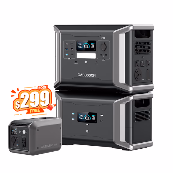 Dabbsson DBS2100 Pro Portable & Home Back Up Power Station | 2150Wh, 2400W – DBS2100 Pro + DBS2100B + Free 300E (4300Wh)