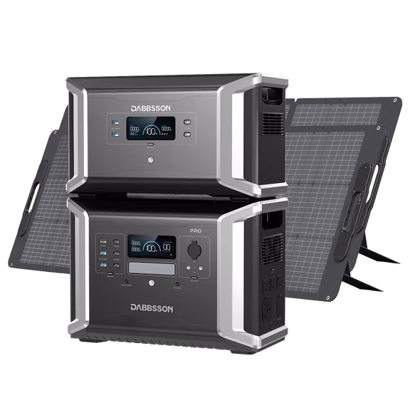 Dabbsson DBS1400 Pro Portable & Home Backup Power Station | 1382Wh, 2400W – DBS1400 Pro + DBS2100B + 2*210W Solar Panel (3532Wh)