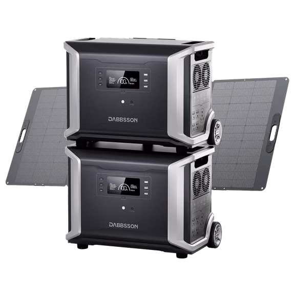 Dabbsson DBS3500 + DBS5300B Home Backup Solution | 8750Wh, 3600W – 2*DBS3500 + 420W Solar Panel (6860Wh)