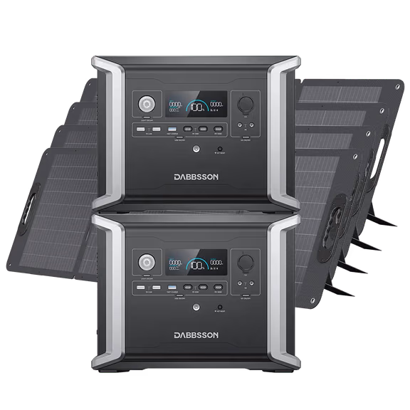 Dabbsson DBS1300 Solar Generator - 1330Wh | 1200W – 2*DBS1300 + 4*120W (2660Wh)