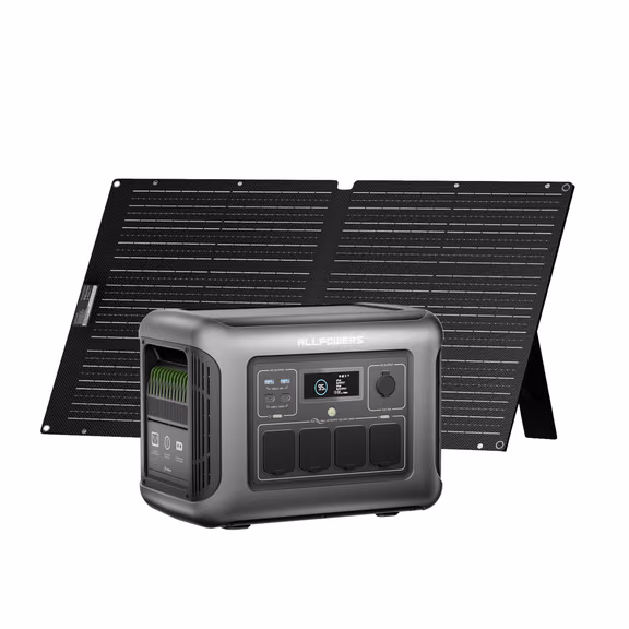 ALLPOWERS R1500 LITE Estación de Energía Portátil 1600W 1056Wh LiFeP04 Batería – R1500 LITE+1*( SF100 100W Panel Solar 100W)