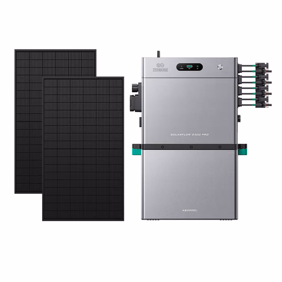 Zendure SolarFlow 2400 Pro – SolarFlow 2400 Pro (2.4 kWh) / 1*AB3000L (5.28 kWh au total) / 1 300 Wc (2*500 W)