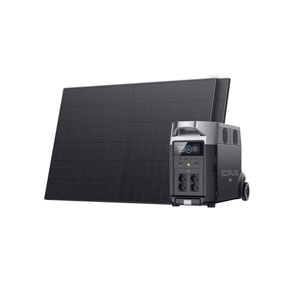 Générateur solaire EcoFlow DELTA Pro (PV rigide 400 W) – DELTA Pro + 4 x solaires rigides 400 W + Micro-onduleur PowerStream 800 W (Câble de batterie inclus) / Avec batterie supplémentaire