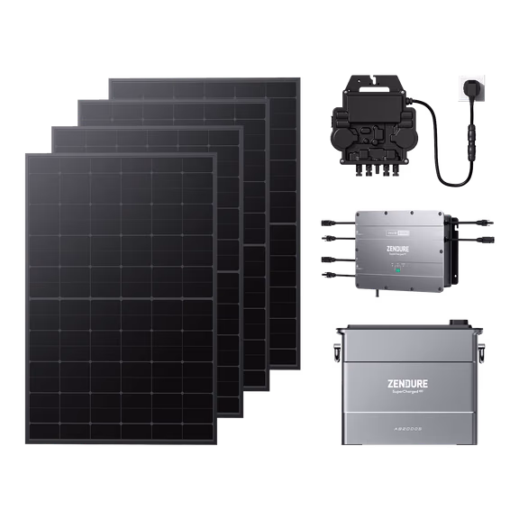 SolarFlow Hub 2000 Kit solaire autoconsommation avec batterie – Hub 2000 + Micro-onduleur EZ1-M / 1*AB2000X (1 920 Wh) / 4*420W Panneaux Solaires Rigides (1 680 Wp)