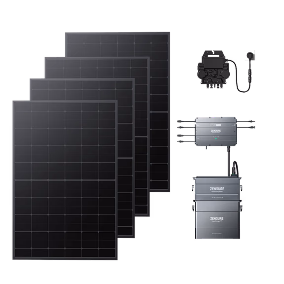 SolarFlow Hub 2000 Kit solaire autoconsommation avec batterie – Hub 2000 + Micro-onduleur EZ1-M / 1*AB1000S+1*AB2000X (2 880 Wh) / 4*420W Panneaux Solaires Rigides (1 680 Wp)