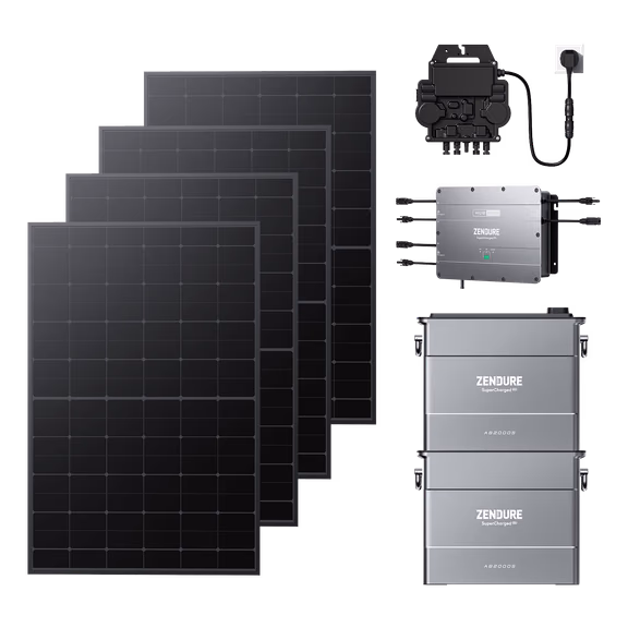 SolarFlow Hub 2000 Kit solaire autoconsommation avec batterie – Hub 2000 + Micro-onduleur EZ1-M / 2*AB2000X (3 840 Wh) / 4*420W Panneaux Solaires Rigides (1 680 Wp)