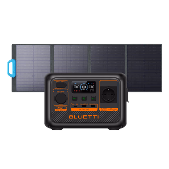 BLUETTI AC2P Station électrique portable | 300 W / 230,4 Wh – AC2P+PV120 (230,4 Wh)