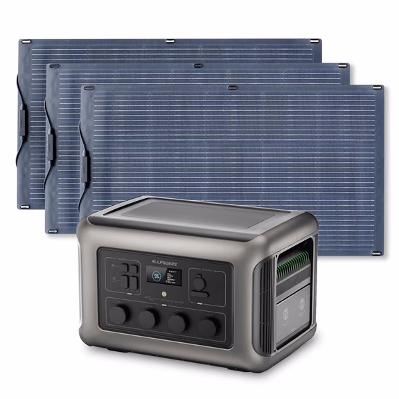ALLPOWERS Solar Generator Kit 3500W (R3500 V2 + SF100 100W Flexible Solar Panel) – R3500 + 3PCS SF100 100W Solar Panel 100W