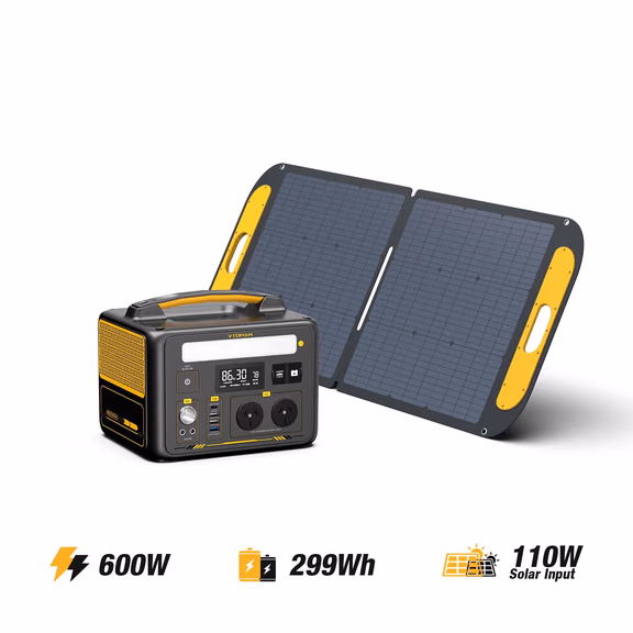 VTOMAN Jump 600X Station Électrique Portable - 299Wh – Jump 600X 299Wh + 110W Panel