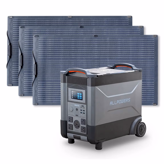 ALLPOWERS 4000W Solar Generator Kit (R4000 V2 + SF100 100W Flexible Solar Panel) – R4000 V2+ 3PCS SF100 100W Solar Panel