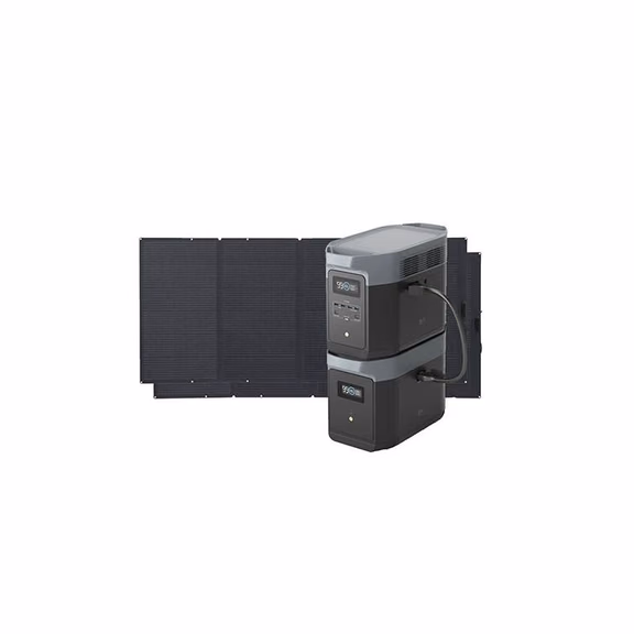 Ecoflow Delta 2 Max Portable Power Station | 2048Wh, 2400W, Expandable – Ecoflow Delta 2 Max Portable Power Station + 1 x DELTA 2 Max Smart Extra Battery / 2 x 400W Portable Solar Panels