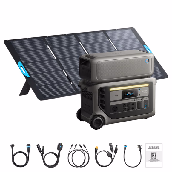 Anker SOLIX F3000 Solar Generator + Expansion Batteries – F3000 + 1 x Expansion Battery / 1 x 400W Portable Solar Panel