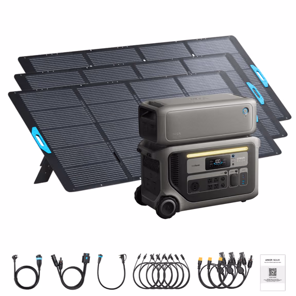 Anker SOLIX F3000 Solar Generator + Expansion Batteries – F3000 + 1 x Expansion Battery / 3 x 400W Portable Solar Panel