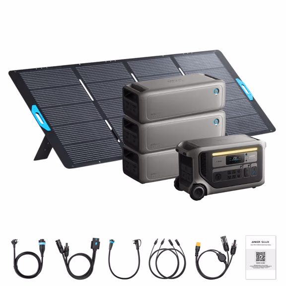Anker SOLIX F3000 Solar Generator + Expansion Batteries – F3000 + 3 x Expansion Batteries / 1 x 400W Portable Solar Panel