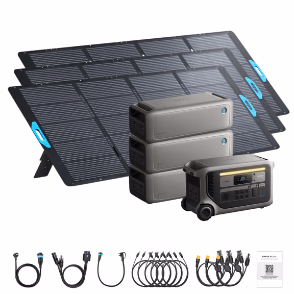 Anker SOLIX F3000 Solar Generator + Expansion Batteries – F3000 + 3 x Expansion Batteries / 3 x 400W Portable Solar Panel