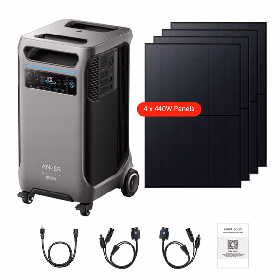 Anker SOLIX F3800 Plus Portable Power Station + 440W Rigid Solar Panels – F3800 Plus + 4 x 440W Solar Panels