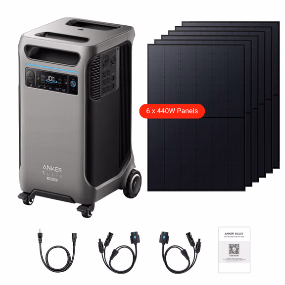 Anker SOLIX F3800 Plus Portable Power Station + 440W Rigid Solar Panels – F3800 Plus + 6 x 440W Solar Panels
