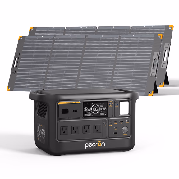 PECRON F1000LFP Solar Generator 1500W 960Wh – F1000LFP+2*PV200