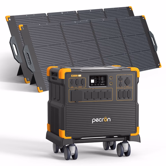 PECRON E3800LFP Portable Power Station 4200W 3840Wh with Free Cart | Ships Mid-Oct – E3800LFP + 2*PV300