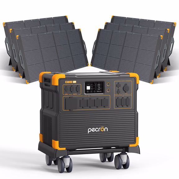 PECRON E3800LFP Portable Power Station 4200W 3840Wh with Free Cart | Ships Mid-Oct – E3800LFP + 6*PV300