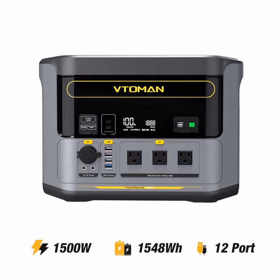VTOMAN FlashSpeed 1500/3096Wh V-BEYOND® Portable Power Station with 200W Pro Solar Panel