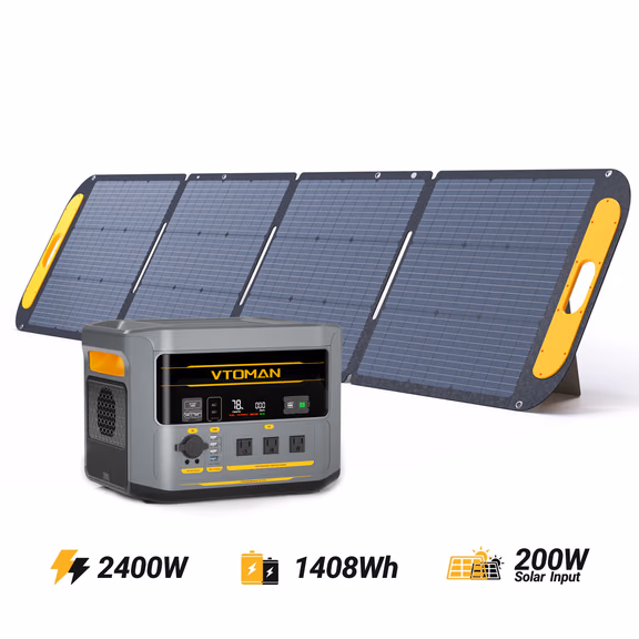 VTOMAN FlashSpeed 2400 Estación Eléctrica Portátil con Panel Solar 200W Pro