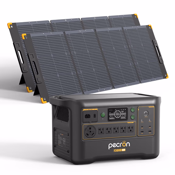 PECRON F3000LFP Solar Generator 3600W 3072Wh – F3000LFP+2*PV300 / Without Cart
