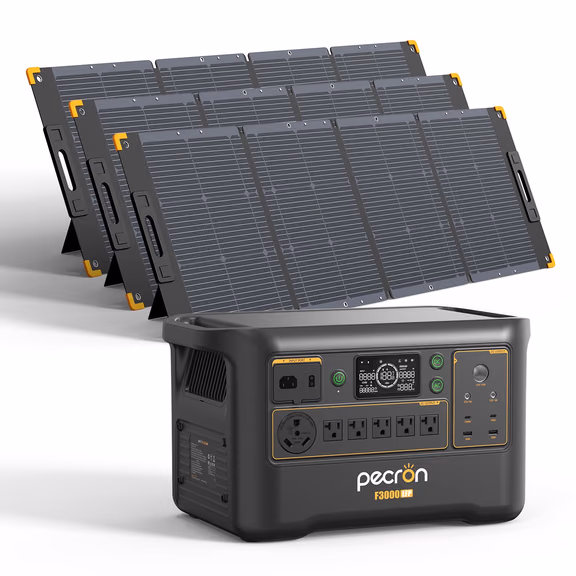 PECRON F3000LFP Solar Generator 3600W 3072Wh – F3000LFP+3*PV300 / Without Cart