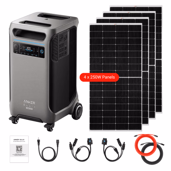 Anker SOLIX F3800 Plus Portable Power Station + Choose Custom Bundle Option – F3800 Plus + 4 x 250W Rigid Panels