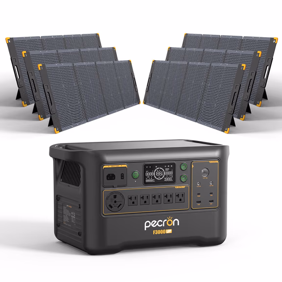 PECRON F3000LFP Solar Generator 3600W 3072Wh – F3000LFP+6*PV300 / Without Cart