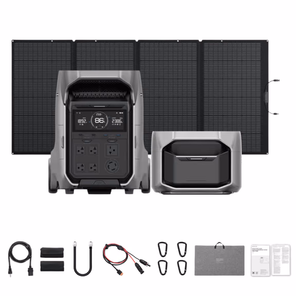 EcoFlow DELTA Pro 3 4096Wh 4000W Portable Power Station Solar Generator – DELTA Pro 3 + Extra Battery + 400W Solar Panel