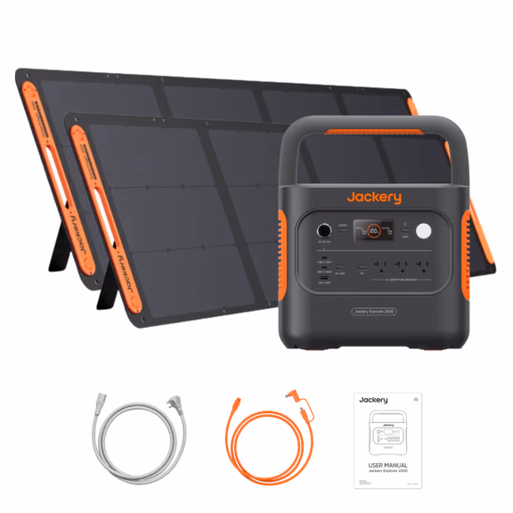 Jackery Explorer 2000 V2 Solar Generator + 2 x SolarSaga 200W Portable Solar Panels