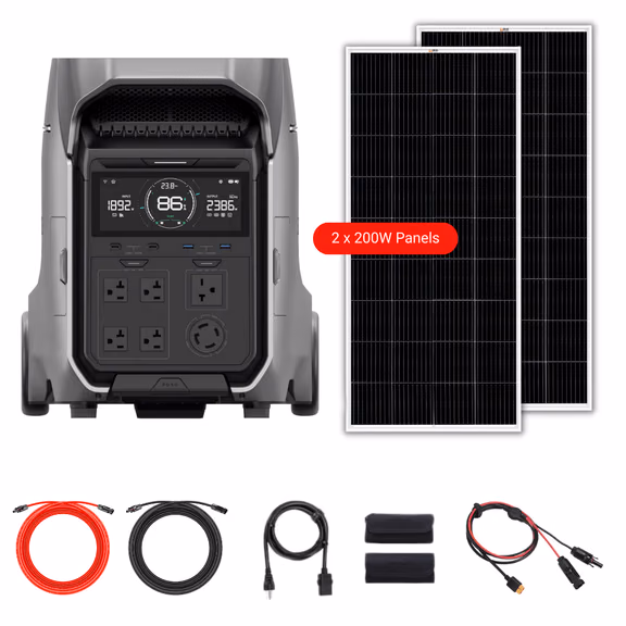 EcoFlow DELTA PRO 3 4096Wh 4000W Solar Generator + Choose Custom Solar Panel Bundle Option – DELTA PRO 3 + 2 x 200W Rigid Panels