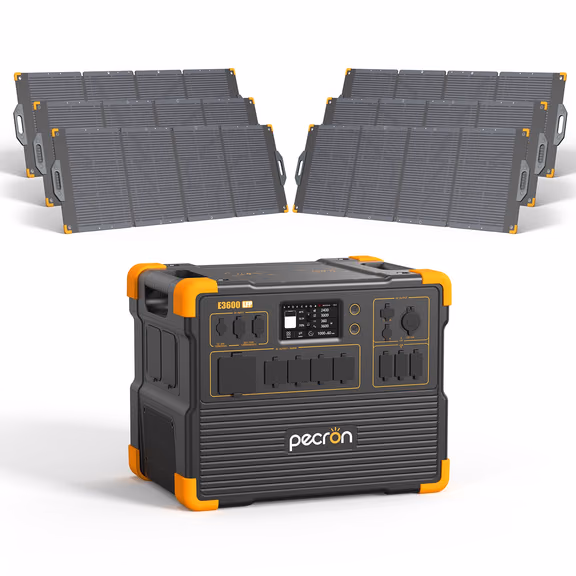 PECRON E3600LFP Solar Generator Kit 3600W 3072Wh – E3600LFP+6*PV300 / Without Trolley